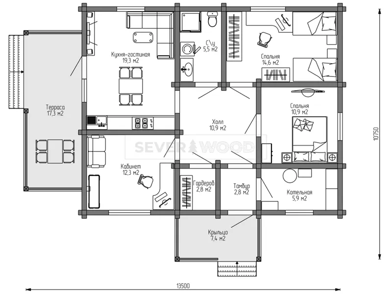 Планировка первого этажа - Комплект+