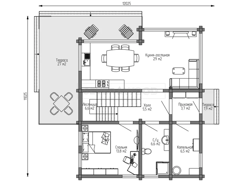 Планировка первого этажа - Комплект+