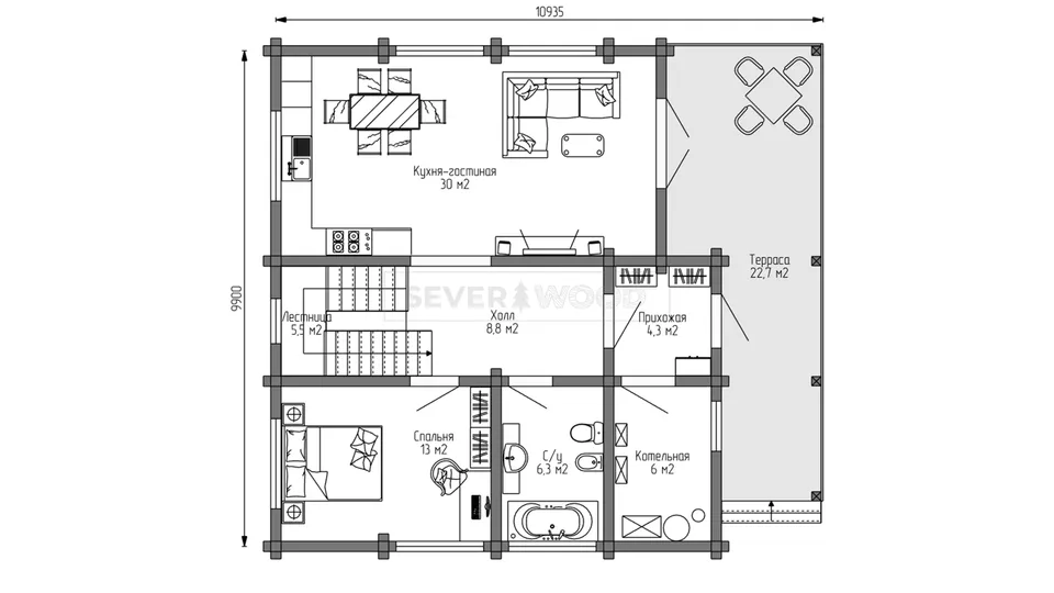 Планировка первого этажа - Комплект+