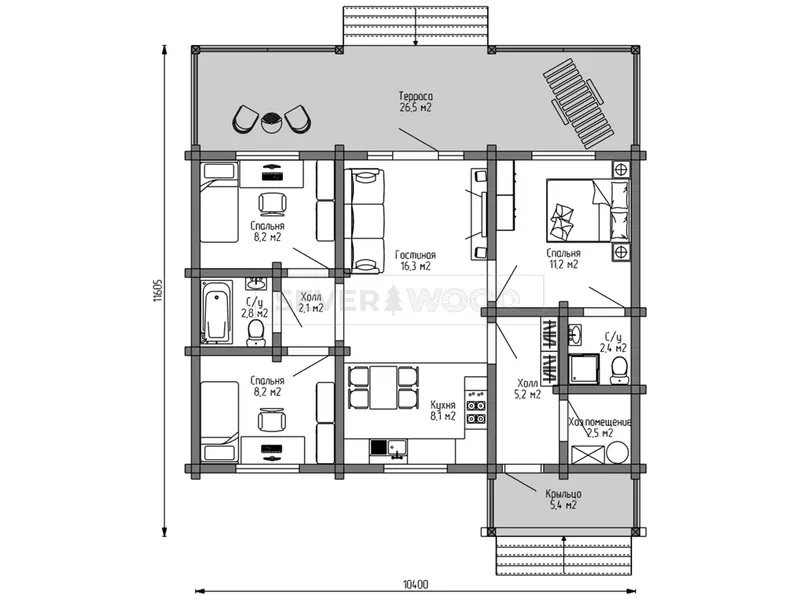 Планировка первого этажа - Комплект+