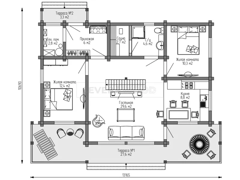 Планировка первого этажа - Комплект+