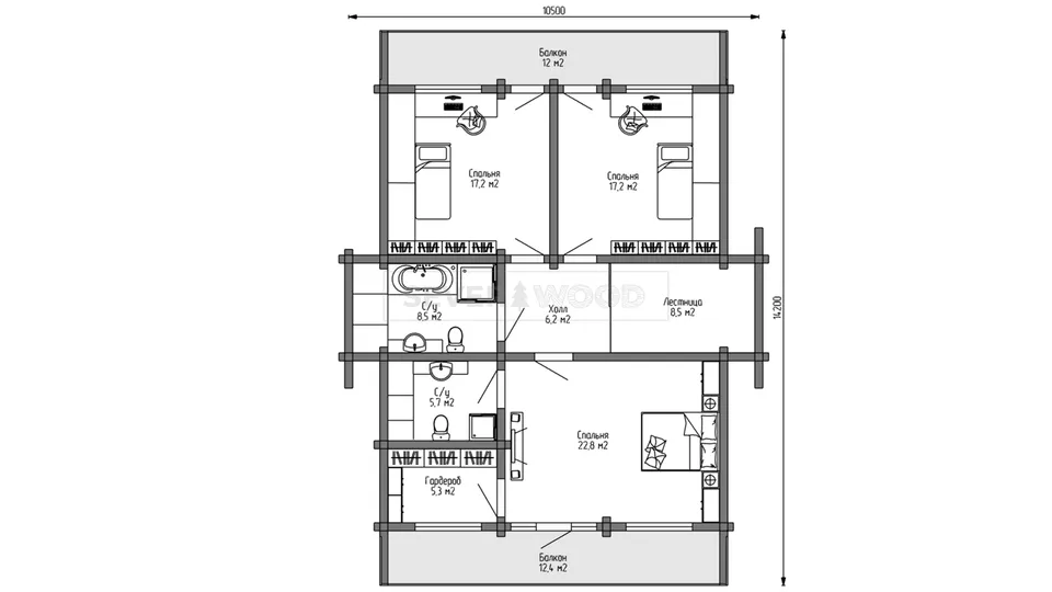 Планировка второго этажа - Комплект+