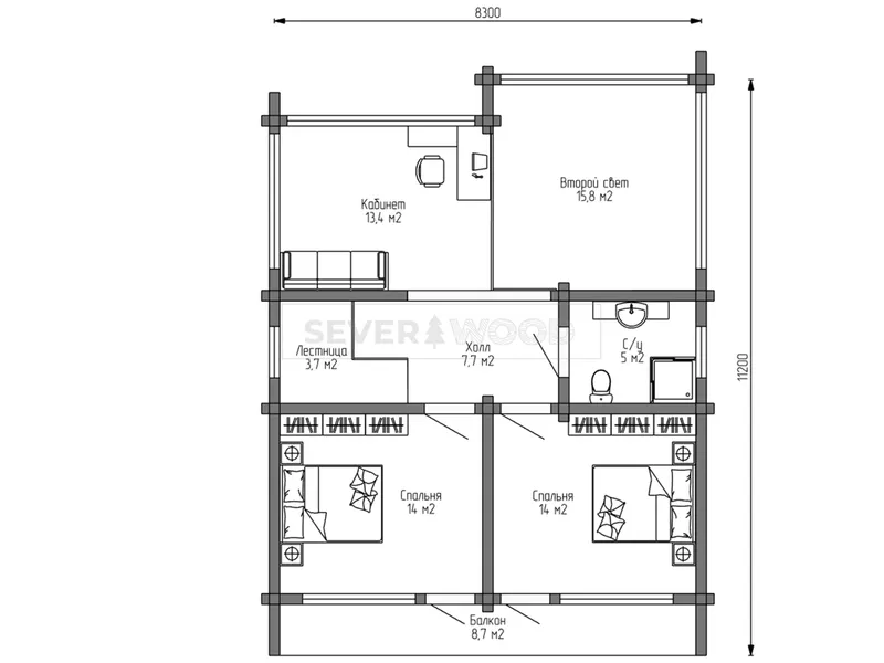Планировка второго этажа - Комплект+