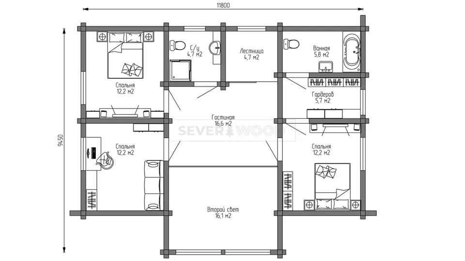 Планировка второго этажа - Комплект+